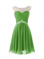 Elegant Chiffon Zipper Cap Sleeves Knee Length Beading