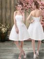 Sweet White Sleeveless Knee Length Belt Zipper Wedding Gowns