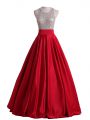 Scoop Sleeveless Satin Military Ball Gowns Beading Backless