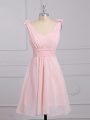 Perfect Straps Sleeveless Chiffon Bridesmaid Gown Hand Made Flower Lace Up