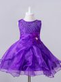 Sleeveless Beading and Hand Made Flower Zipper Little Girls Pageant Gowns
