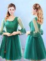 New Arrival Green Lace Up Vestidos de Damas Lace and Appliques 3 4 Length Sleeve Knee Length