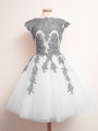 Dramatic Mini Length A-line Sleeveless White Court Dresses for Sweet 16 Lace Up