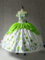 Multi-color Ball Gowns Embroidery and Ruffles 15th Birthday Dress Lace Up Organza and Taffeta Cap Sleeves Floor Length
