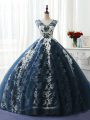 Stylish Sleeveless Ruffles and Pattern Lace Up 15 Quinceanera Dress