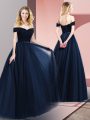 Perfect Off The Shoulder Sleeveless Tulle Military Ball Dresses Beading and Ruching and Belt Lace Up