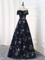 Glittering Floor Length Empire Sleeveless Multi-color Dress for Prom Lace Up