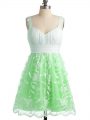 Straps Sleeveless Lace Up Bridesmaid Dress Apple Green Lace