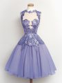 Beautiful Knee Length A-line Sleeveless Lilac Wedding Guest Dresses Lace Up