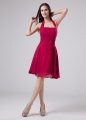 Knee Length Empire Sleeveless Fuchsia Mother Of The Bride Dress Zipper
