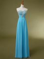Eye-catching Baby Blue Sweetheart Neckline Beading and Ruching Prom Gown Sleeveless Lace Up