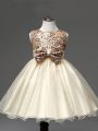 Glorious Sleeveless Sequins and Bowknot Zipper Little Girls Pageant Dress