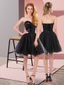 Comfortable Black A-line Sequins Homecoming Dress Zipper Tulle Sleeveless Mini Length