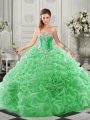 Suitable Green Sweetheart Neckline Beading and Ruffles Vestidos de Quinceanera Sleeveless Lace Up