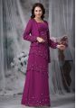 Chic Purple Empire Straps Sleeveless Chiffon Floor Length Zipper Beading Mother Of The Bride Dress
