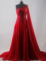 Nice Wine Red Chiffon Zipper Homecoming Dress Sleeveless Court Train Beading and Belt