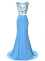 Sweet Scoop Sleeveless Chiffon Homecoming Dresses Hand Made Flower Brush Train Backless