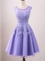 Low Price Knee Length Lace Up Wedding Guest Dresses Lavender for Prom and Party and Wedding Party with Lace
