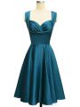 Hot Selling Teal Straps Lace Up Ruching Damas Dress Sleeveless