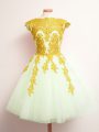 Perfect Tulle Sleeveless Mini Length Quinceanera Court Dresses and Appliques