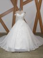 Excellent White Wedding Dress Organza Court Train Sleeveless Appliques