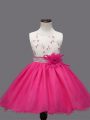 Sleeveless Appliques and Hand Made Flower Zipper Little Girls Pageant Dress