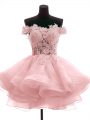 Discount Sleeveless Zipper Mini Length Lace and Appliques and Ruffles Party Dress for Toddlers