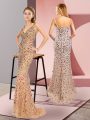 Fashionable Straps Sleeveless Homecoming Dress Brush Train Beading Champagne Tulle