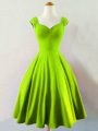 Great Yellow Green Lace Up Bridesmaids Dress Ruching Sleeveless Mini Length