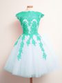 Decent Multi-color Scalloped Neckline Appliques Bridesmaid Dresses Sleeveless Lace Up