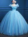 Chic Tulle Sleeveless Floor Length Sweet 16 Dresses and Appliques