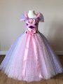 Customized Multi-color Cap Sleeves Floor Length Sequins and Bowknot Side Zipper Little Girls Pageant Dress