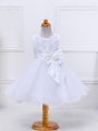 Latest White Ball Gowns Bowknot Little Girl Pageant Gowns Zipper Organza Sleeveless Mini Length