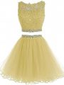 Mini Length Yellow Dress for Prom Sweetheart Sleeveless Zipper