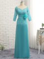 Chiffon Sweetheart 3 4 Length Sleeve Zipper Lace and Appliques Mother Of The Bride Dress in Baby Blue