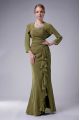 Olive Green Chiffon Zipper Straps Sleeveless Floor Length Mother Of The Bride Dress Beading