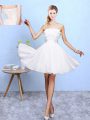Chiffon Off The Shoulder Sleeveless Lace Up Appliques Bridesmaid Gown in White