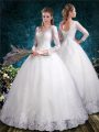 Hot Selling Tulle 3 4 Length Sleeve Floor Length Wedding Dress and Lace