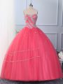 Superior Tulle Sleeveless Floor Length Sweet 16 Quinceanera Dress and Beading