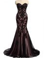 Classical Black Evening Gowns Sweetheart Sleeveless Brush Train Lace Up