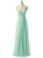Elegant Empire Bridesmaids Dress Apple Green Sweetheart Chiffon Sleeveless Floor Length Lace Up