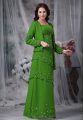 Straps Sleeveless Mother Of The Bride Dress Floor Length Beading Green Chiffon