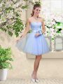 Superior Lavender Lace Up Sweetheart Lace and Belt Quinceanera Dama Dress Tulle Sleeveless