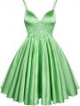 Green Lace Up Quinceanera Court of Honor Dress Lace Sleeveless Knee Length