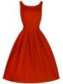 Modest Scoop Sleeveless Lace Up Bridesmaid Gown Red Taffeta