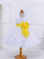 Knee Length Ball Gowns Sleeveless White Little Girls Pageant Dress Zipper