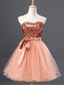 Flirting Sweetheart Sleeveless Zipper Womens Party Dresses Peach Tulle