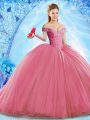 Off The Shoulder Sleeveless Organza Quinceanera Dresses Beading Brush Train Lace Up