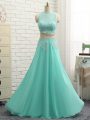 Mini Length Apple Green Homecoming Dress Chiffon Sleeveless Lace and Appliques