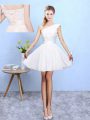 Vintage White Sleeveless Chiffon Lace Up Wedding Party Dress for Beach and Wedding Party